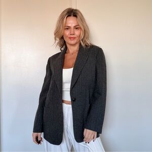 Almina Concept Wool Blend Blazer in Gray